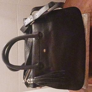 HENRI BENDEL Black Leather Around Town Satchel